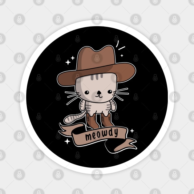 Meowdy Kawaii Cat with Southern Cowboy Hat and Cowboy Boots Magnet by YourGoods